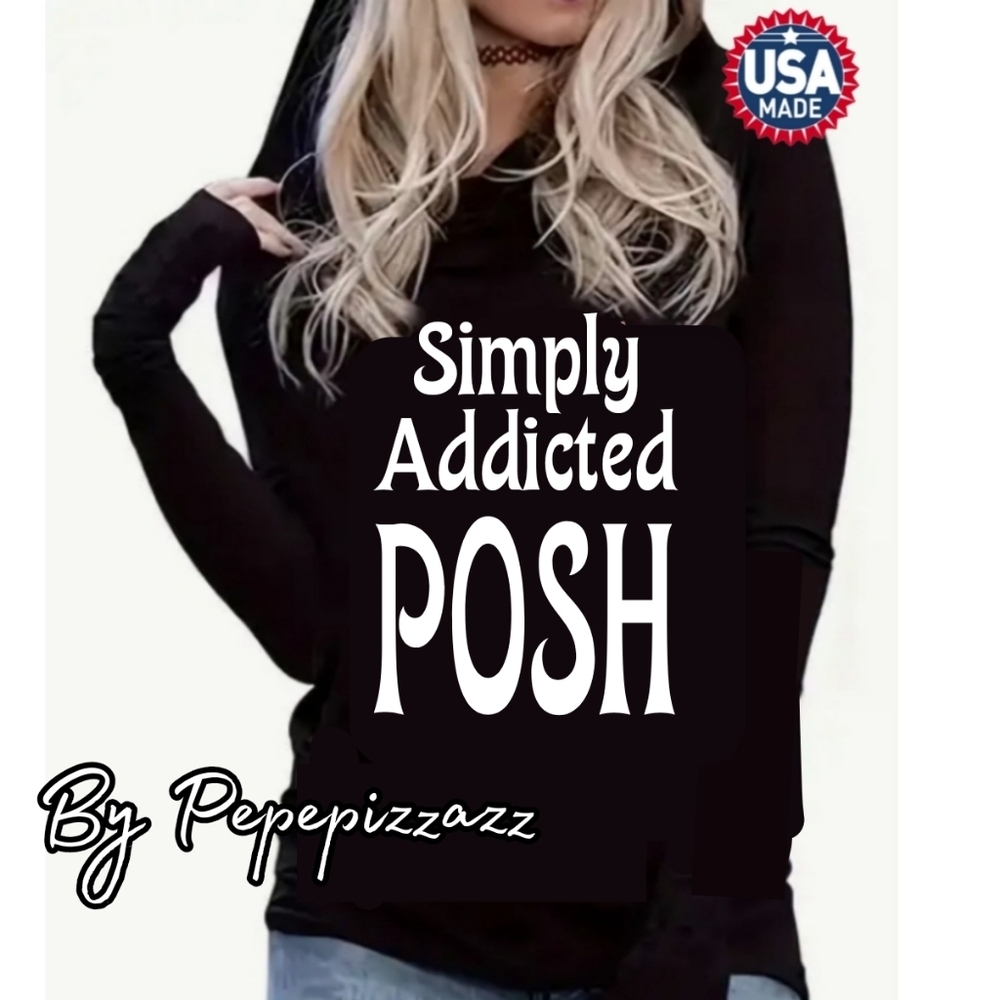 NWT HANDMADE DESIGN HOODED LONG SLEEVE STRETCH TSHIRT HOODIE